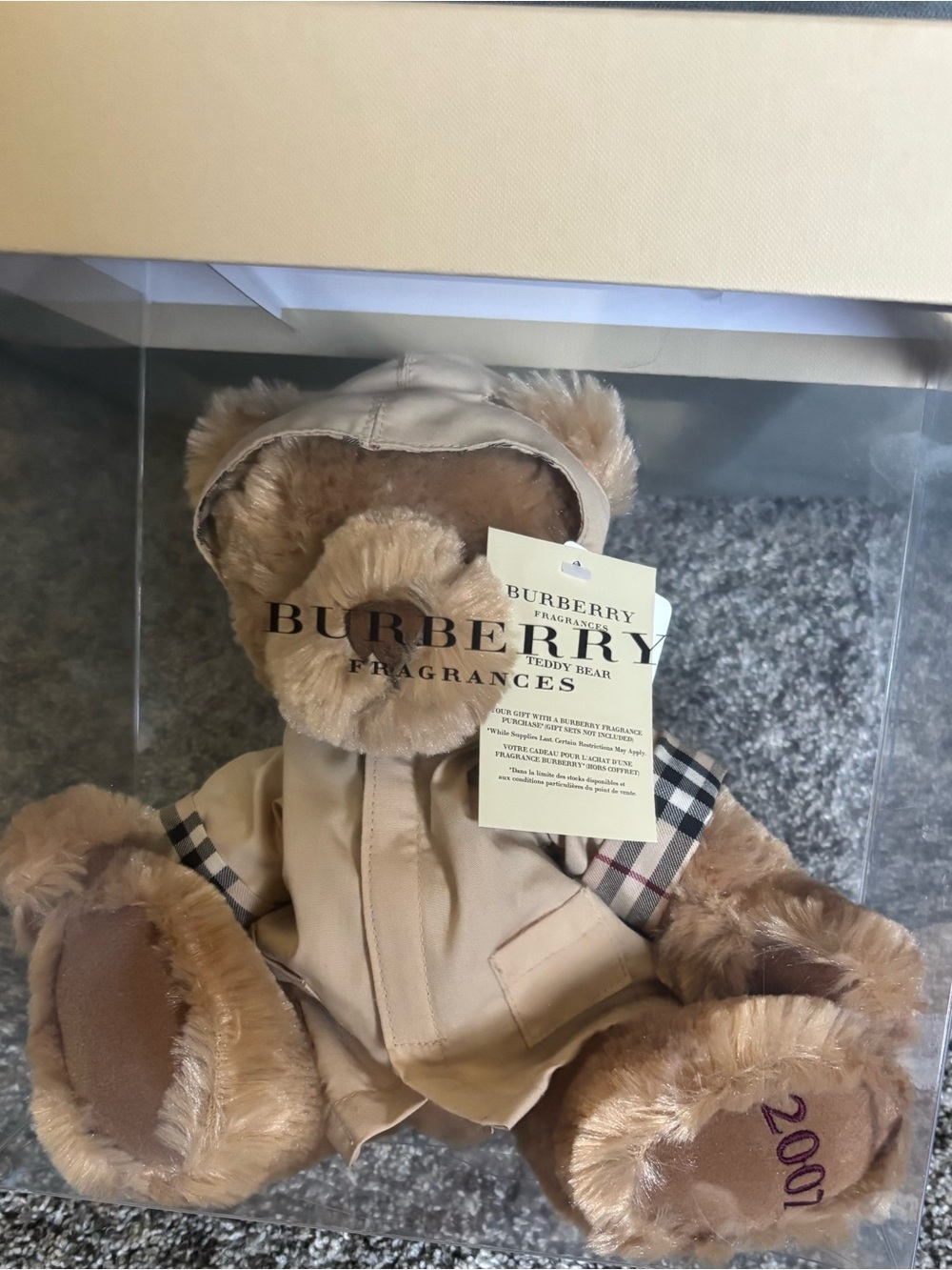 Burberry Teddy Bear Plush in Tan with Check Accents